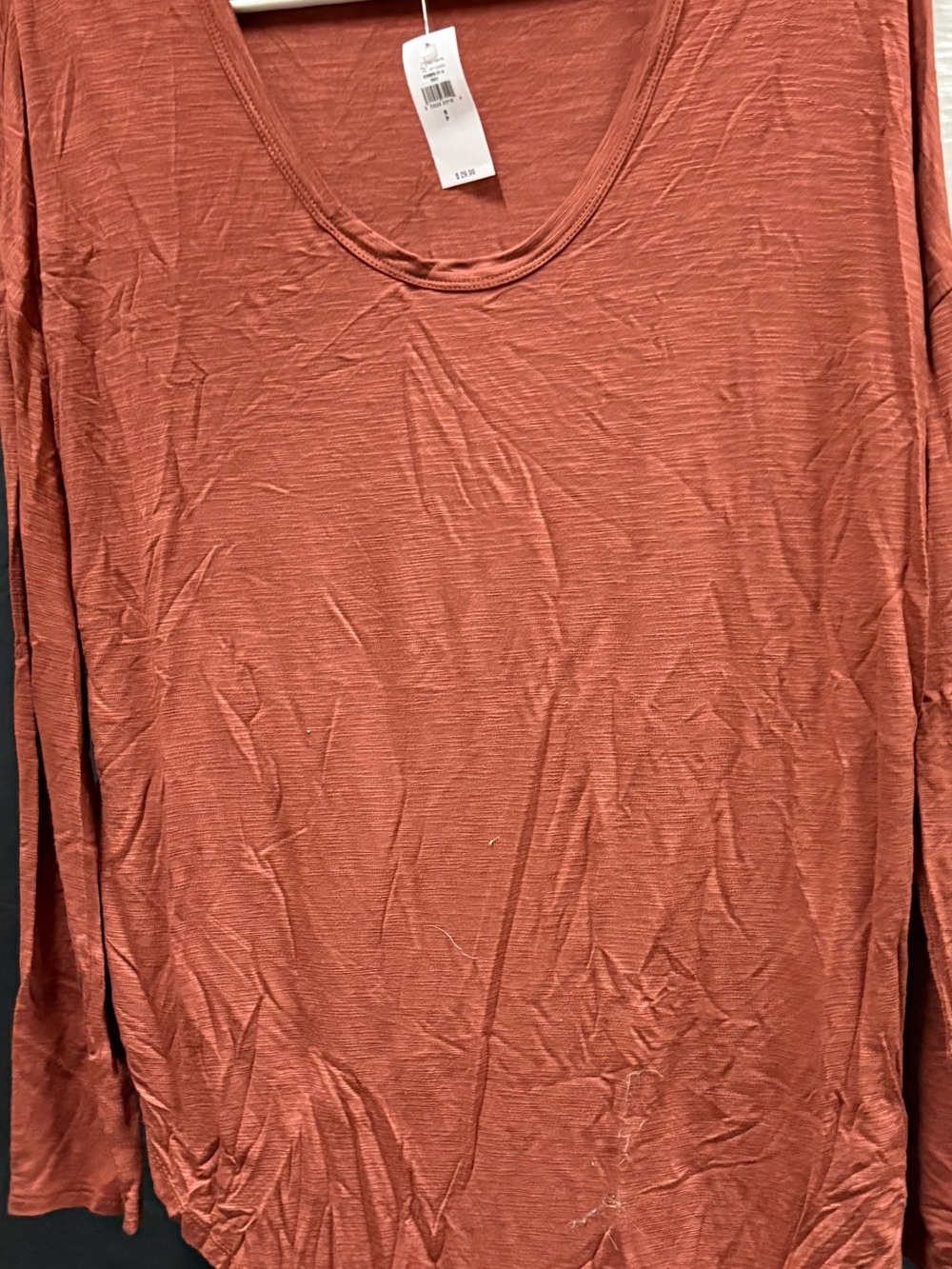 Old Navy Long Sleeve Scoop Neck Top in Rusty Terracotta